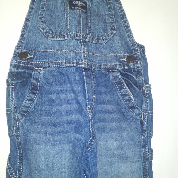 OshKosh B'Gosh Denim Bib Overalls-Size 2T-Pocket-Adjustable Straps-Brooklyn Wash - Picture 3 of 11